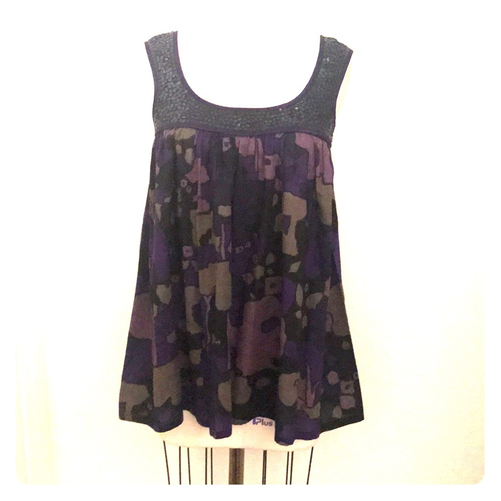 French Connection Sequined Billowy Tank Top